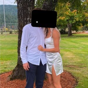 Sherri Hill Satin Mini Dress in White